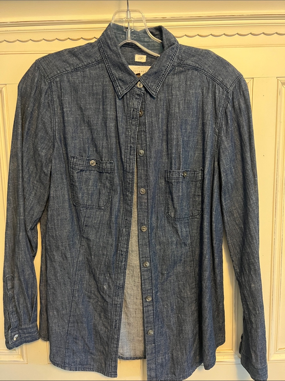 LOFT Chambray Button-Up Shirt - Indigo Blue